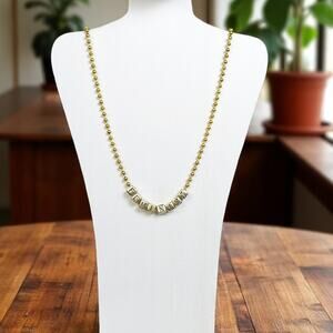 Gold Tone FEMINIST Block Letter Necklace 21.5"